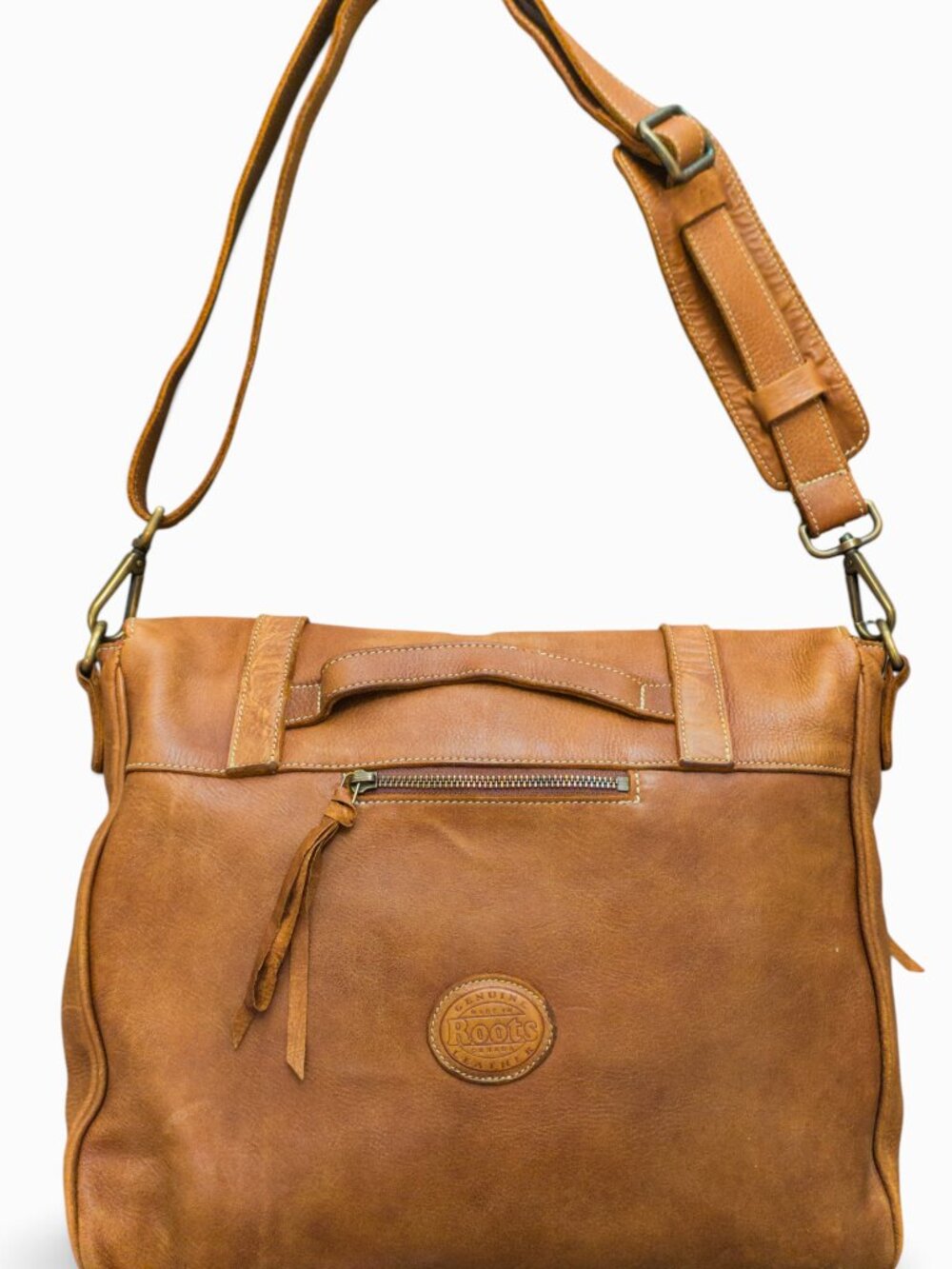 Roots Modern Satchel Tribe Leather Crossbody Bag, Vintage-Look Tan - Picture 4 of 12